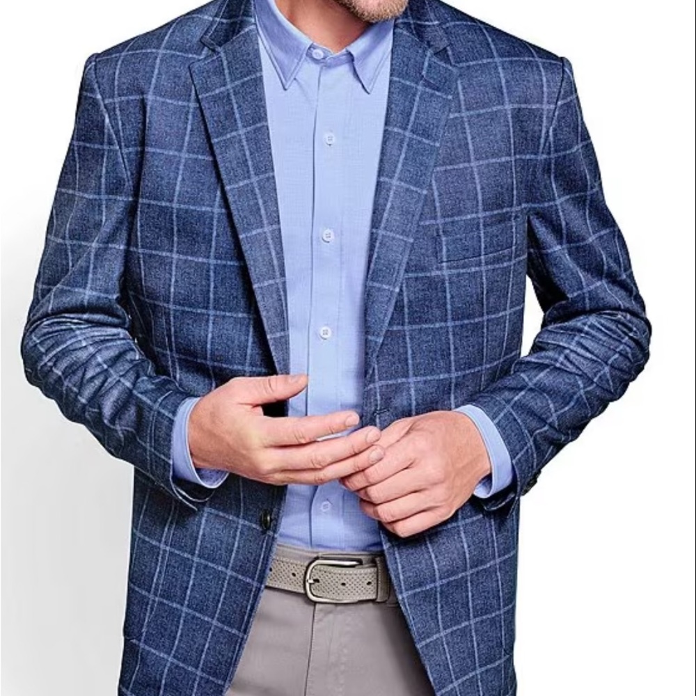 Johnston & Murphy Plaid Knit Blazer